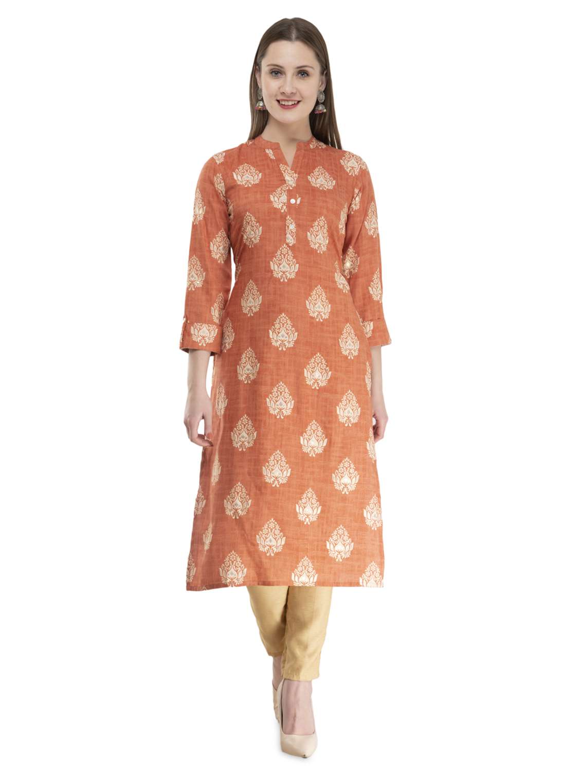 block print straight kurta