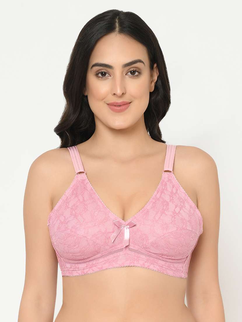 bow patch laced regular bra 