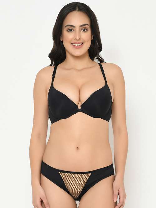 lace panel bralette with panty set - 16976231 - Standard Image - 0