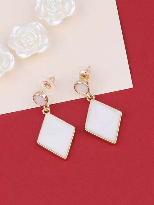 white metal drop earring - 16979425 -  Standard Image - 0