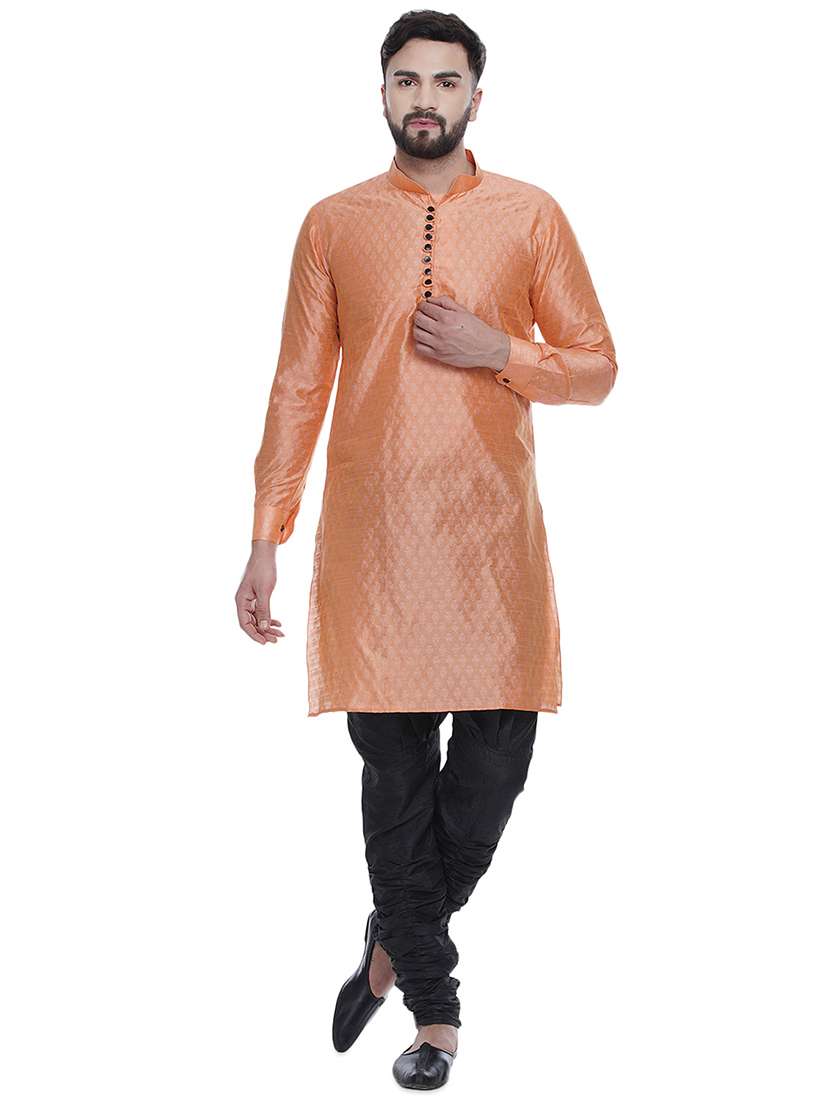 men self design mandarin neck long kurta - 16979464 -  Standard Image - 3