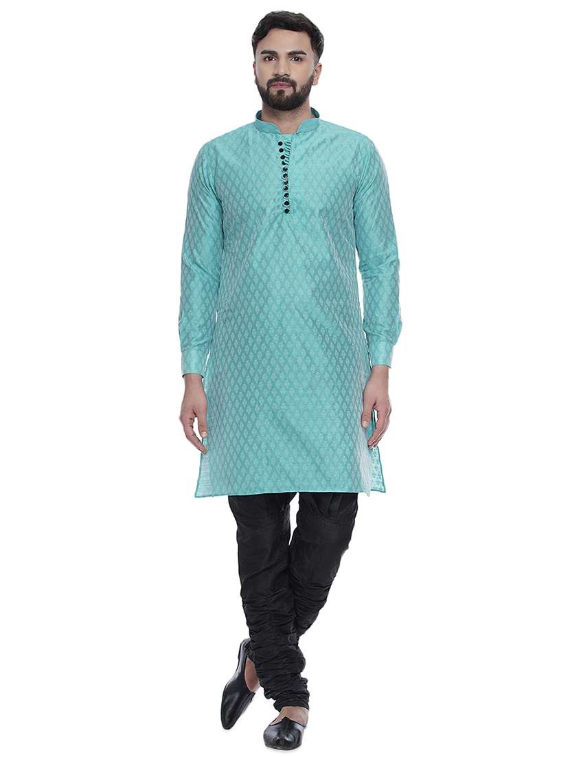 men self design mandarin neck long kurta - 16979467 -  Standard Image - 3