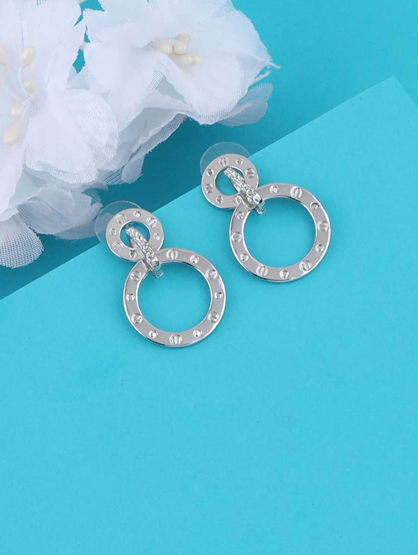 silver metal drop earring - 16979634 - Zoom Image - 0