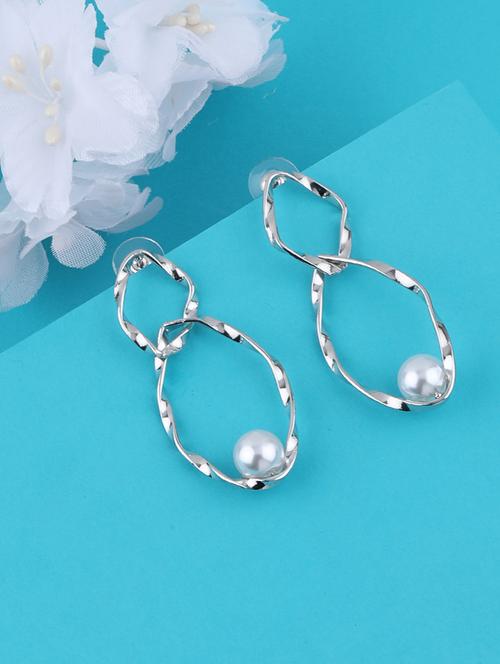 silver metal drop earring - 16979635 - Standard Image - 0