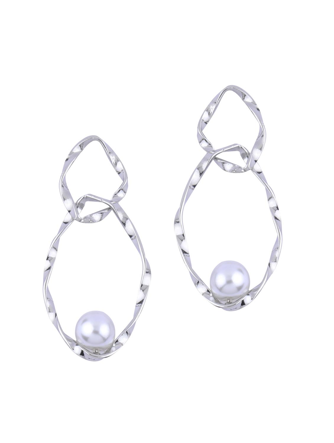 silver metal drop earring - 16979635 - Standard Image - 3