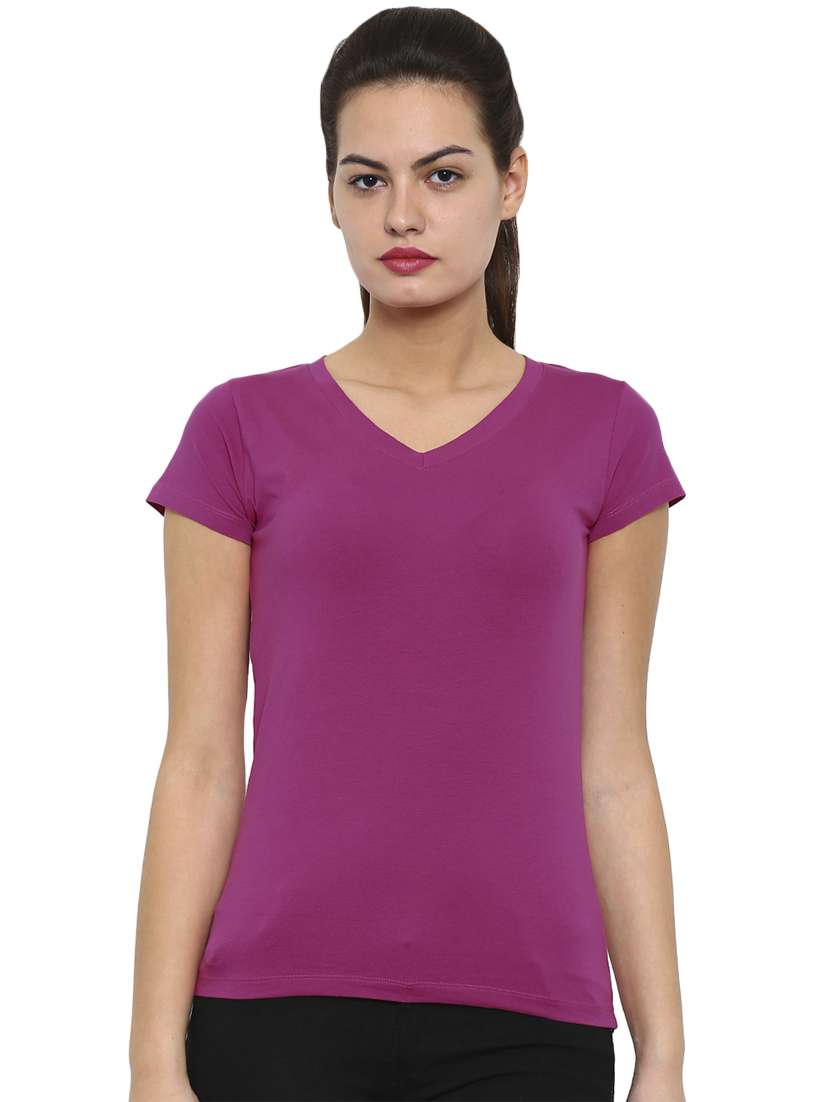 women's plain v neck t-shirt - 16979816 - Zoom Image - 0