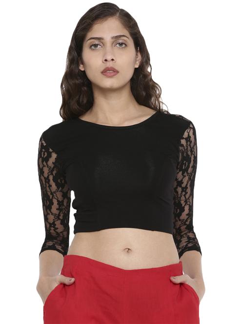 laced panel crop top - 16979837 - Standard Image - 0
