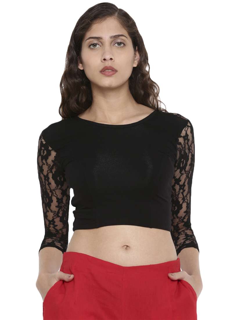laced panel crop top - 16979837 - Zoom Image - 0