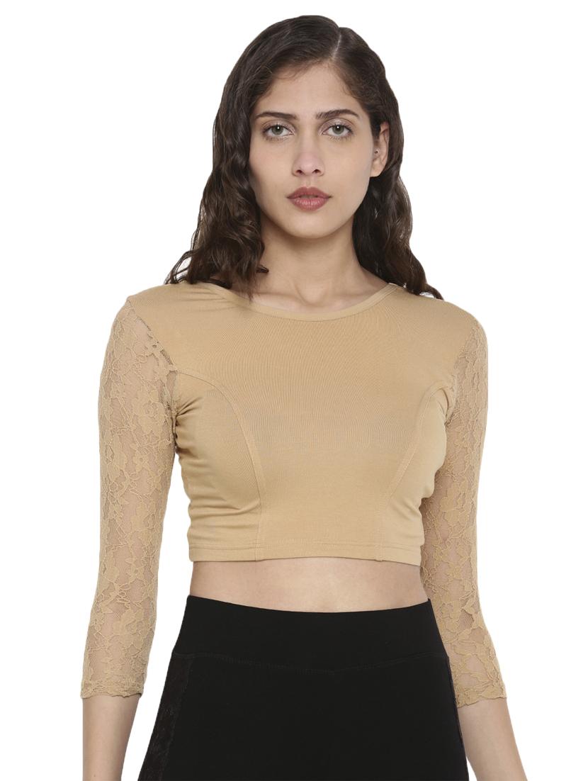 laced panel crop top - 16979838 - Zoom Image - 0