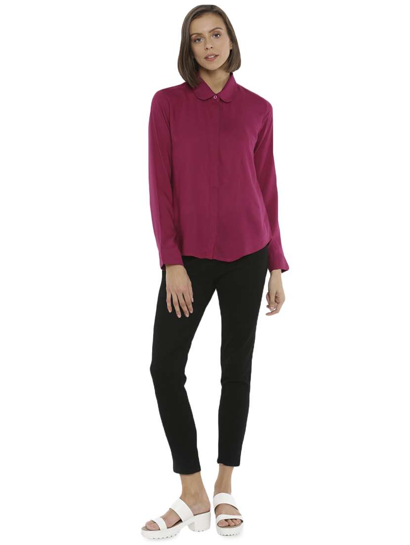 concealed placket solid shirt - 16979846 - Standard Image - 3