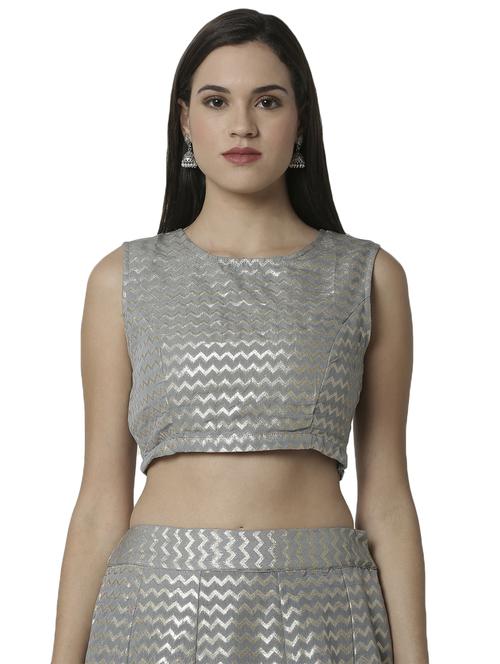 grey viscose printed blouse - 16979853 -  Standard Image - 0