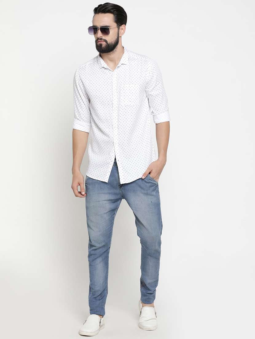 mens micro print casual shirt - 16980216 -  Standard Image - 3