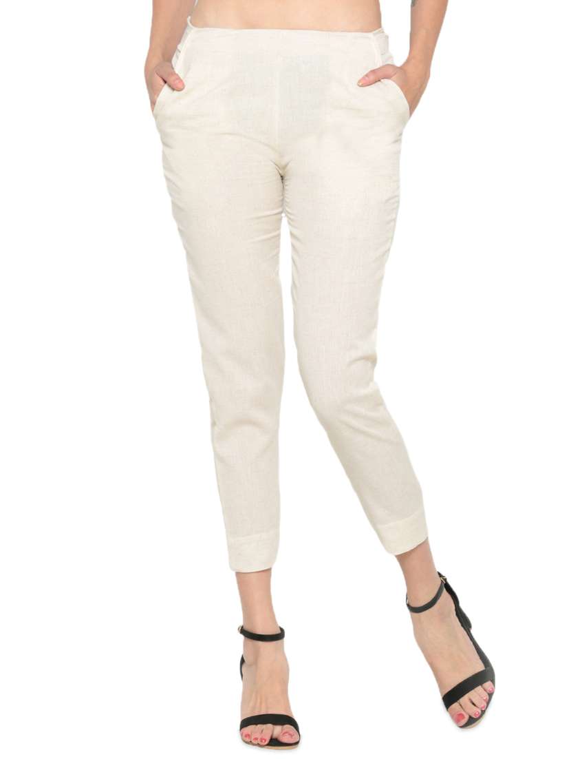 beige cotton tapered pant - 16980363 - Zoom Image - 0