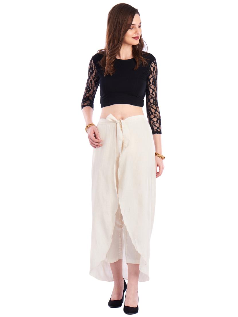tie front wrap trouser - 16981285 - Standard Image - 3