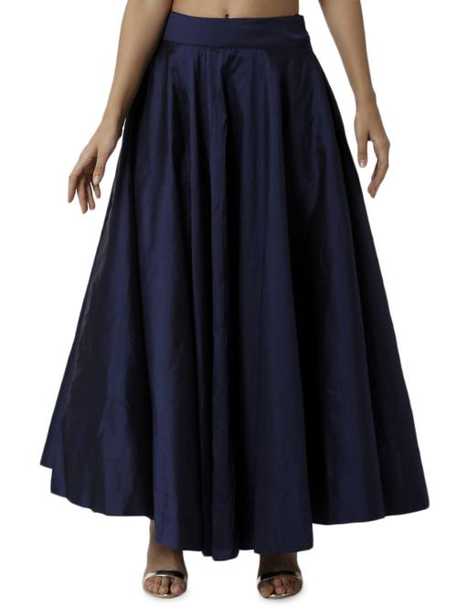 blue polyester flared skirt - 16981291 - Standard Image - 0