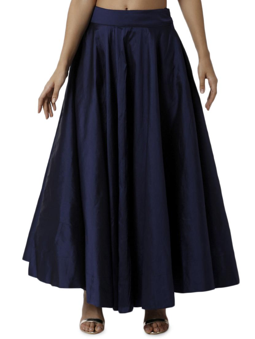 blue polyester flared skirt - 16981291 - Zoom Image - 0