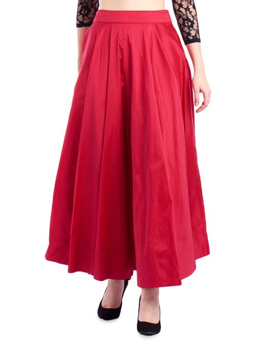 pink polyester flared skirt - 16981298 - Standard Image - 0