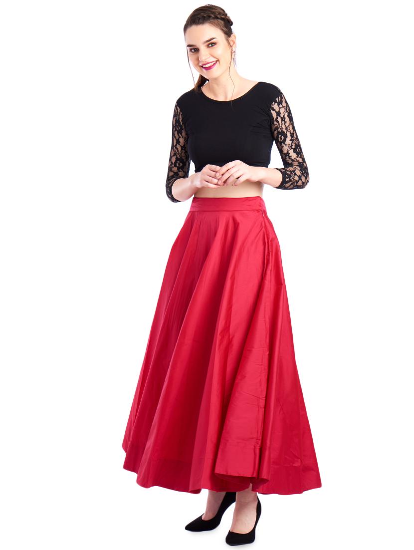 pink polyester flared skirt - 16981298 - Standard Image - 3