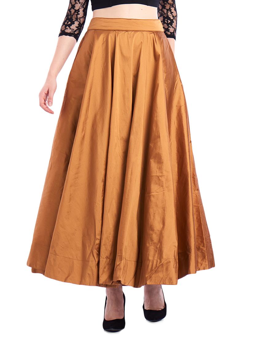 gold flared skirt - 16981300 -  Zoom Image - 0