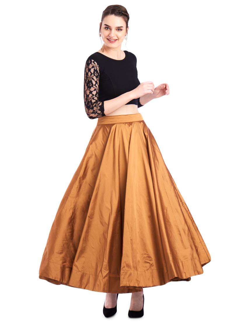 gold flared skirt - 16981300 - Standard Image - 3