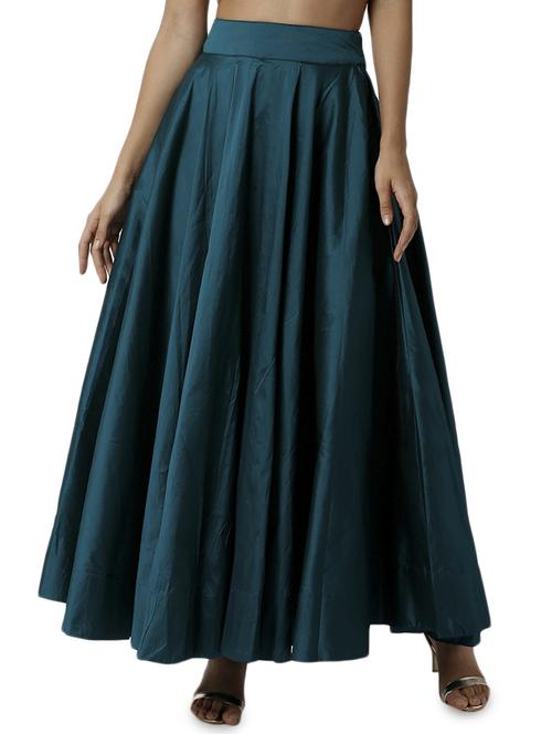 green polyester flared skirt - 16981305 -  Standard Image - 0