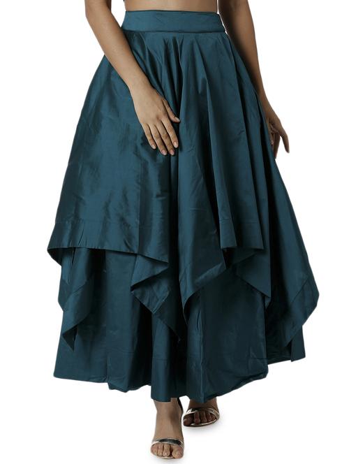 green polyester layered flared skirt - 16981306 - Standard Image - 0
