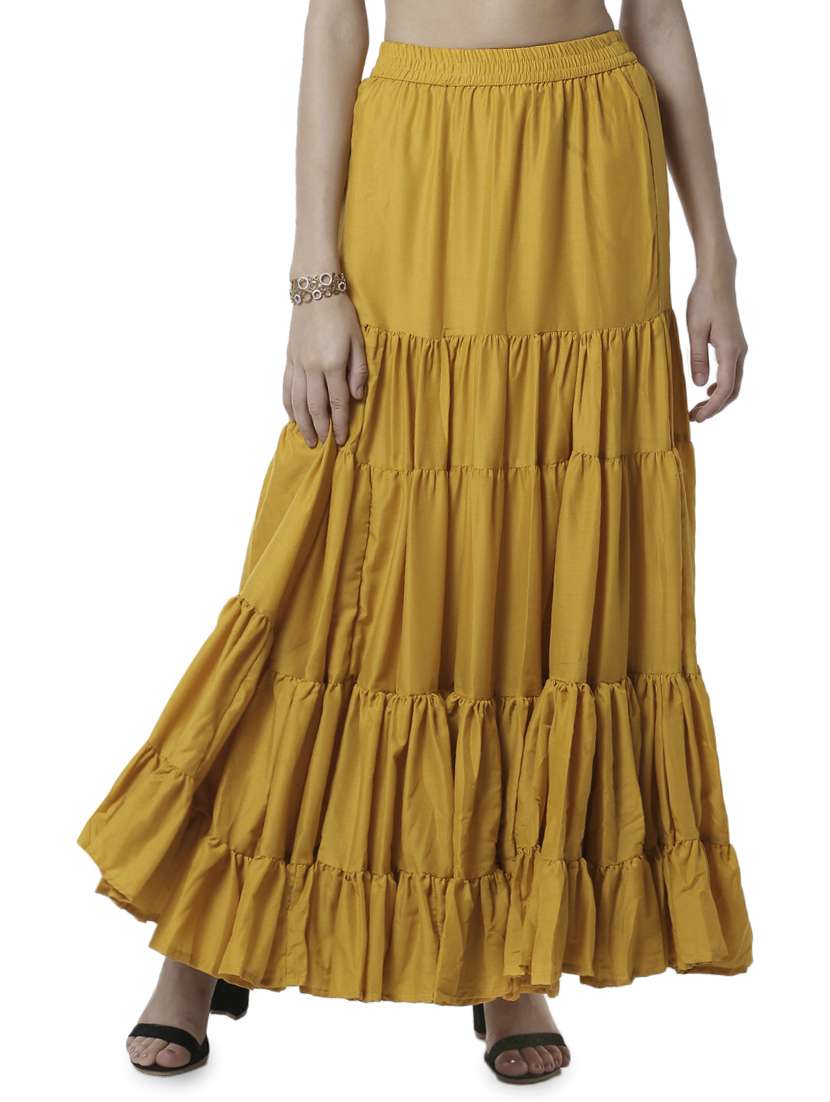yellow cotton flared skirt - 16981310 -  Zoom Image - 0