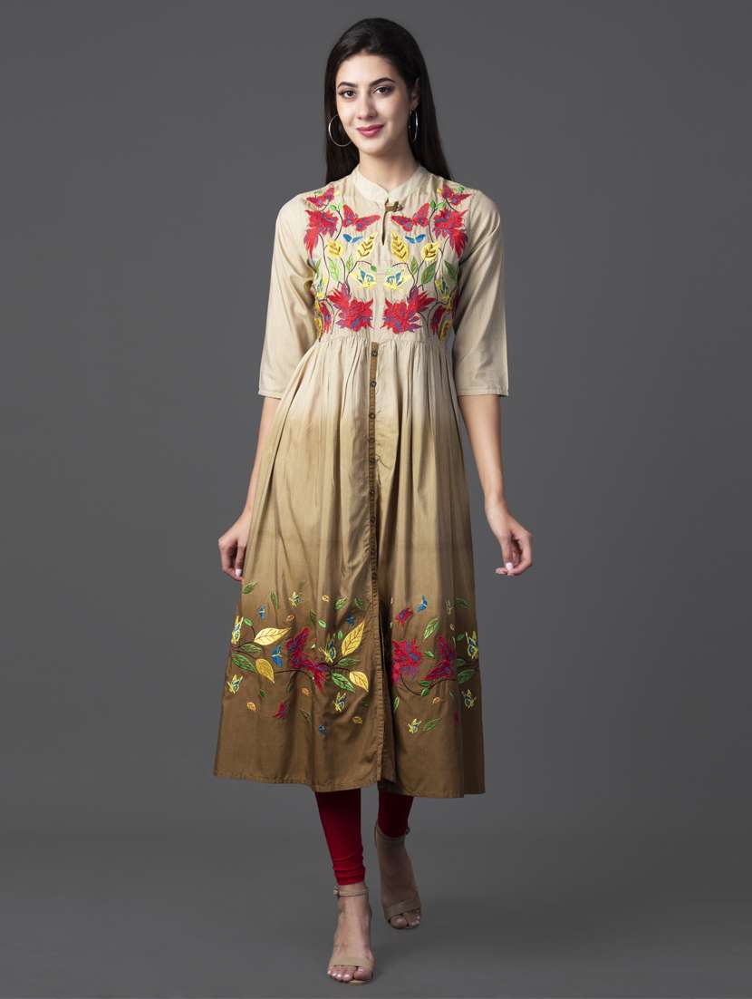 floral embroidered a-line kurta 