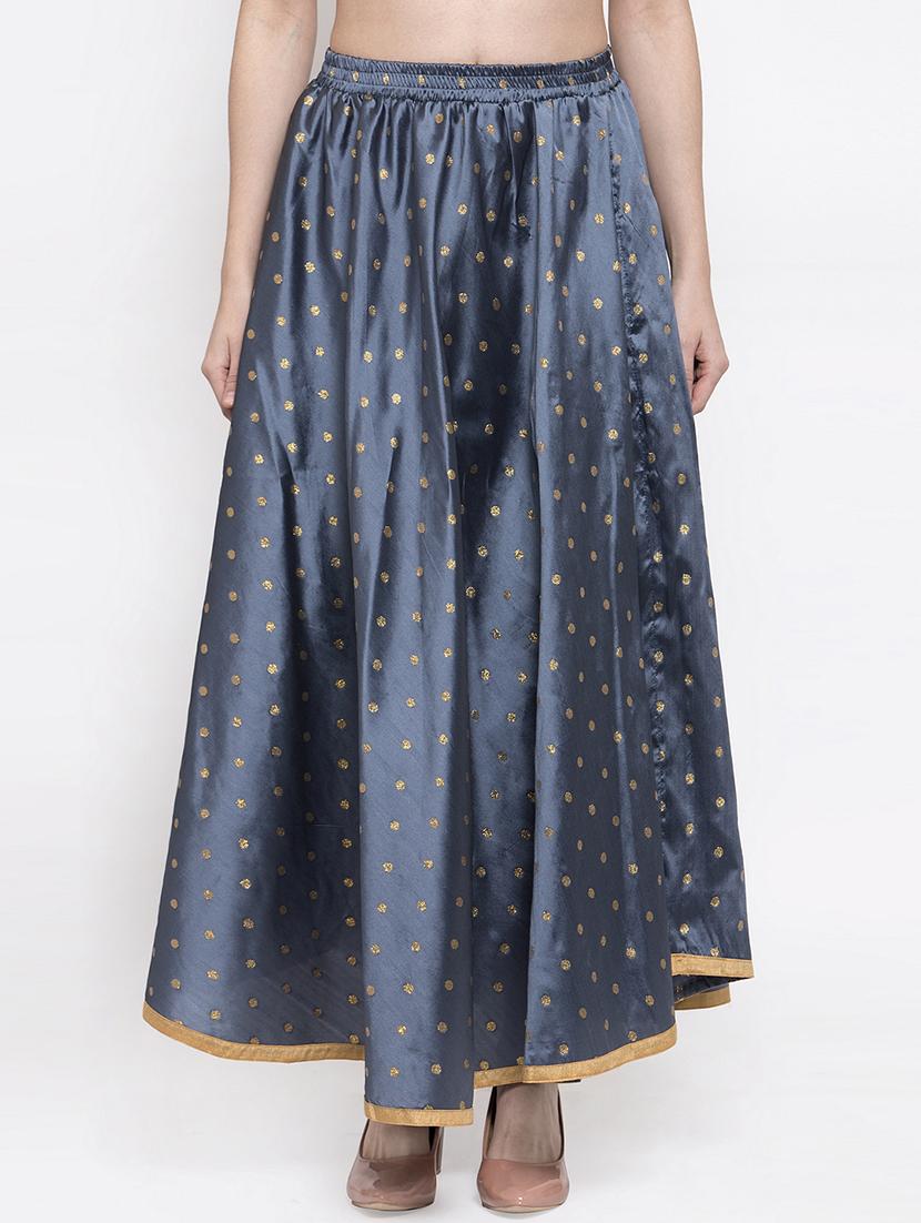 grey silk blend flared skirt - 16982014 -  Zoom Image - 0
