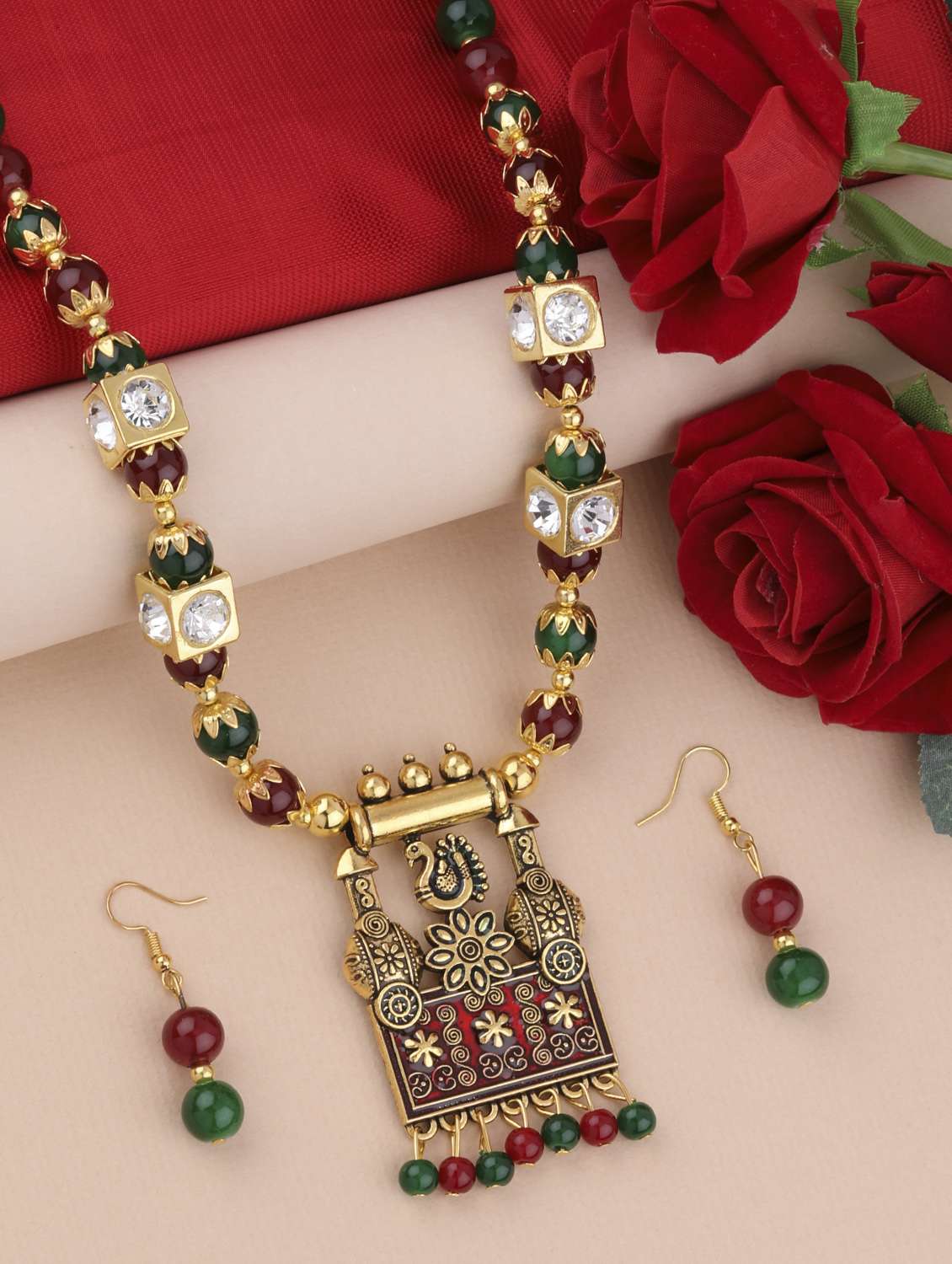 multi colored metal long pendants with earring - 16983957 - Zoom Image - 0