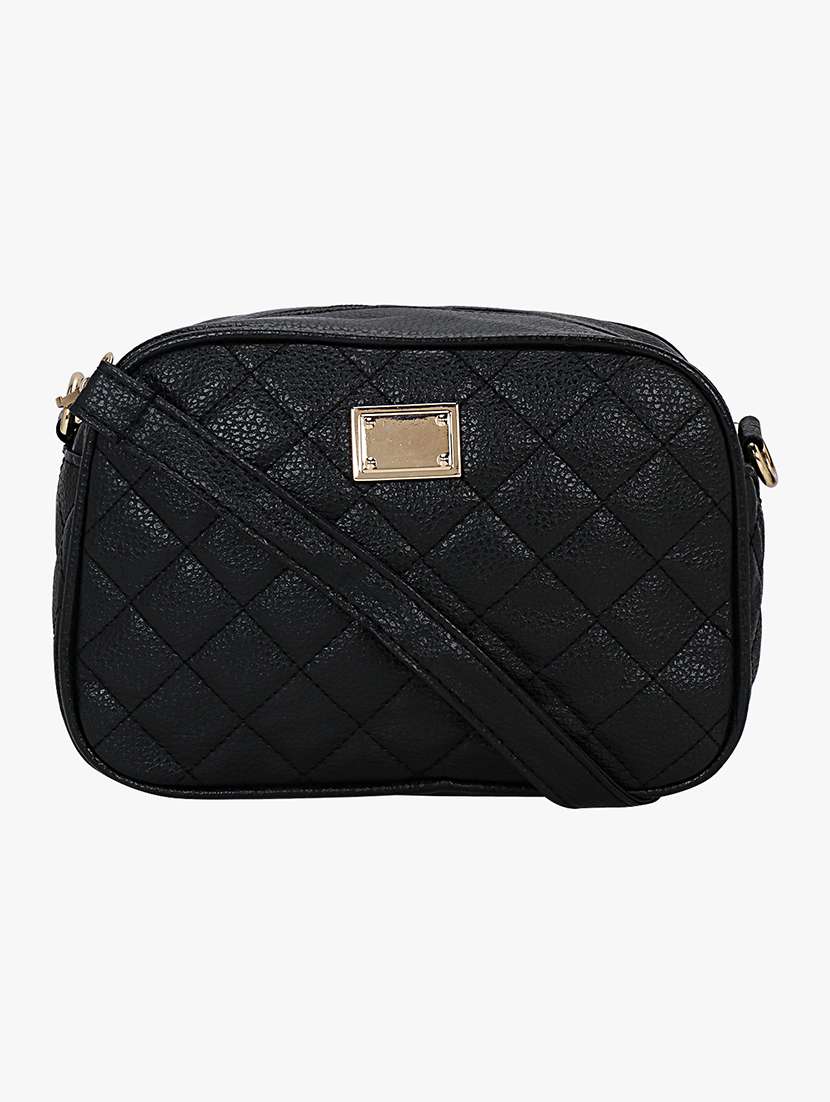 black textured regular sling bag