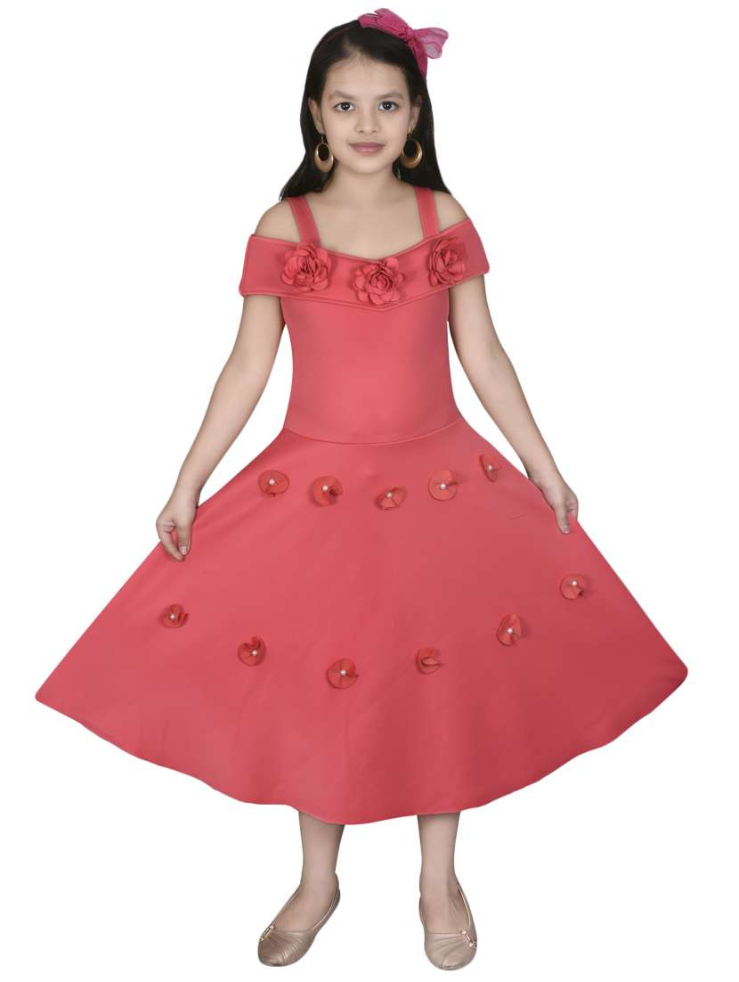 orange cotton blend frock - 16988384 -  Zoom Image - 0