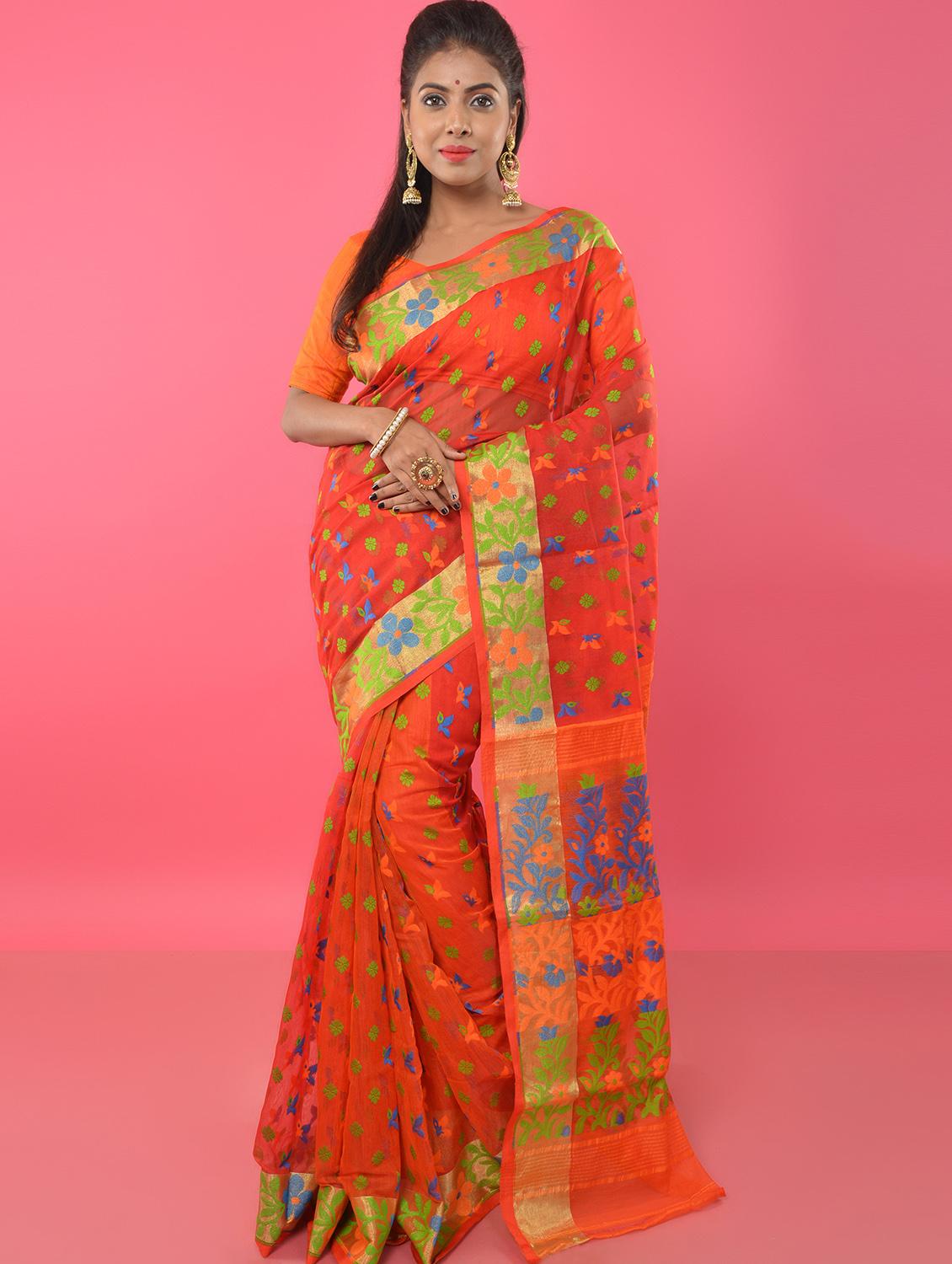 self design jamdani saree - 16989138 -  Zoom Image - 0