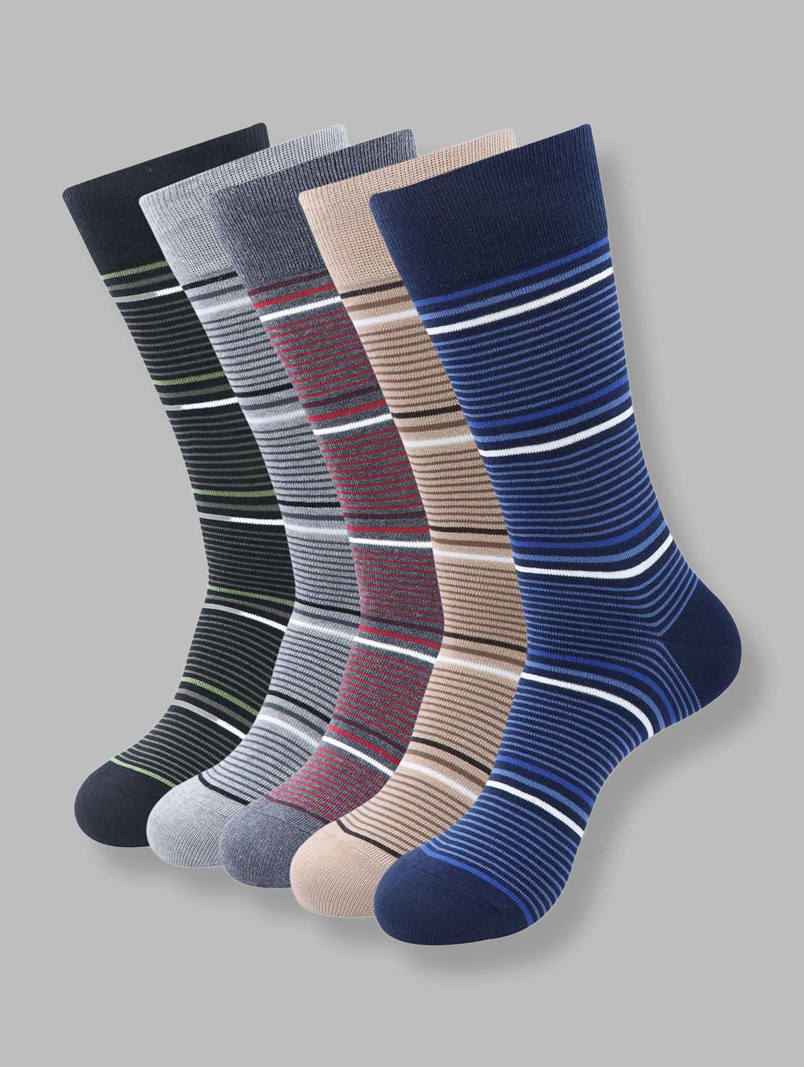 men pack of 5 striped above ankle length sock
