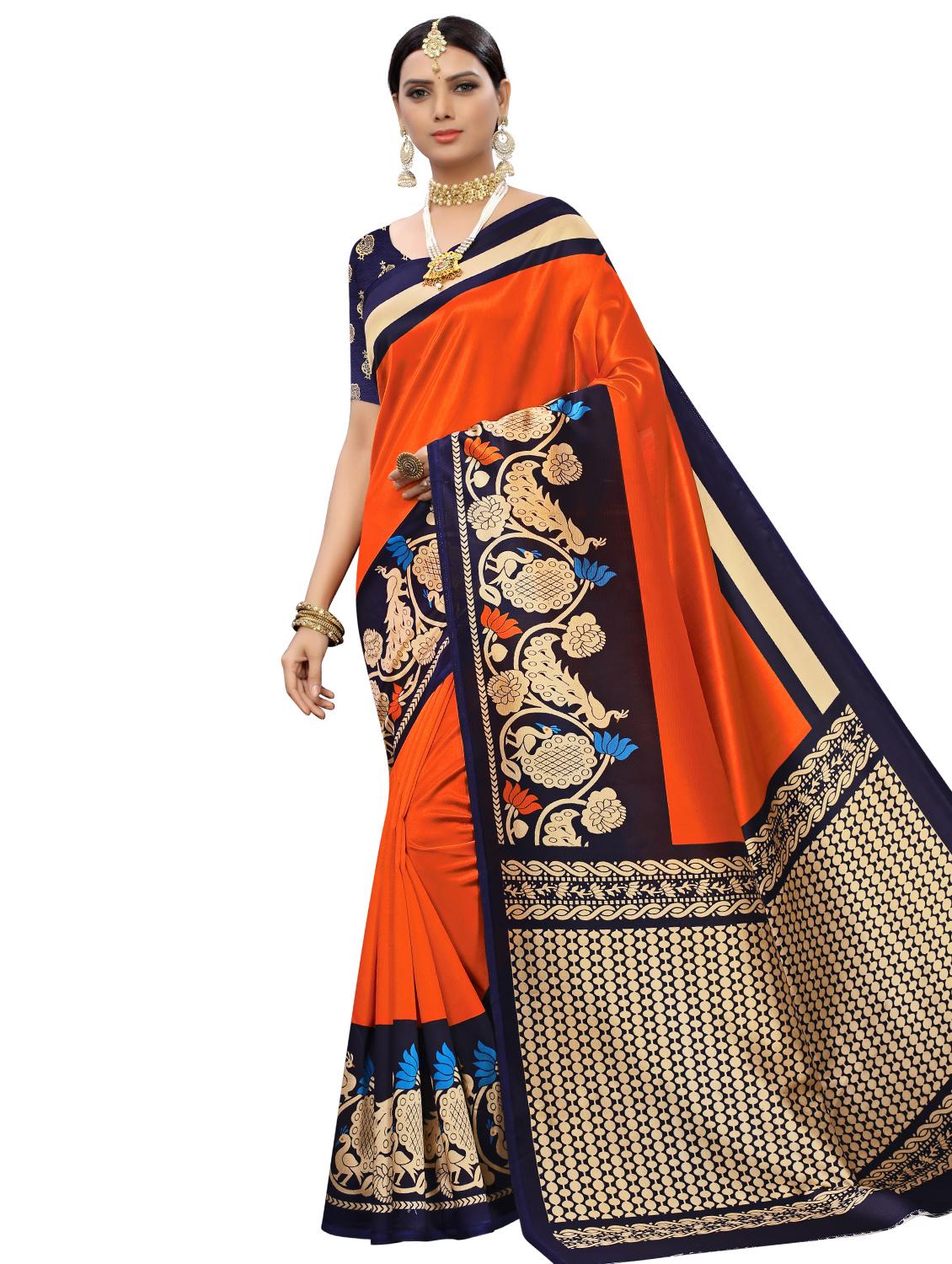 solid bordered saree with blouse - 16989497 - Zoom Image - 0