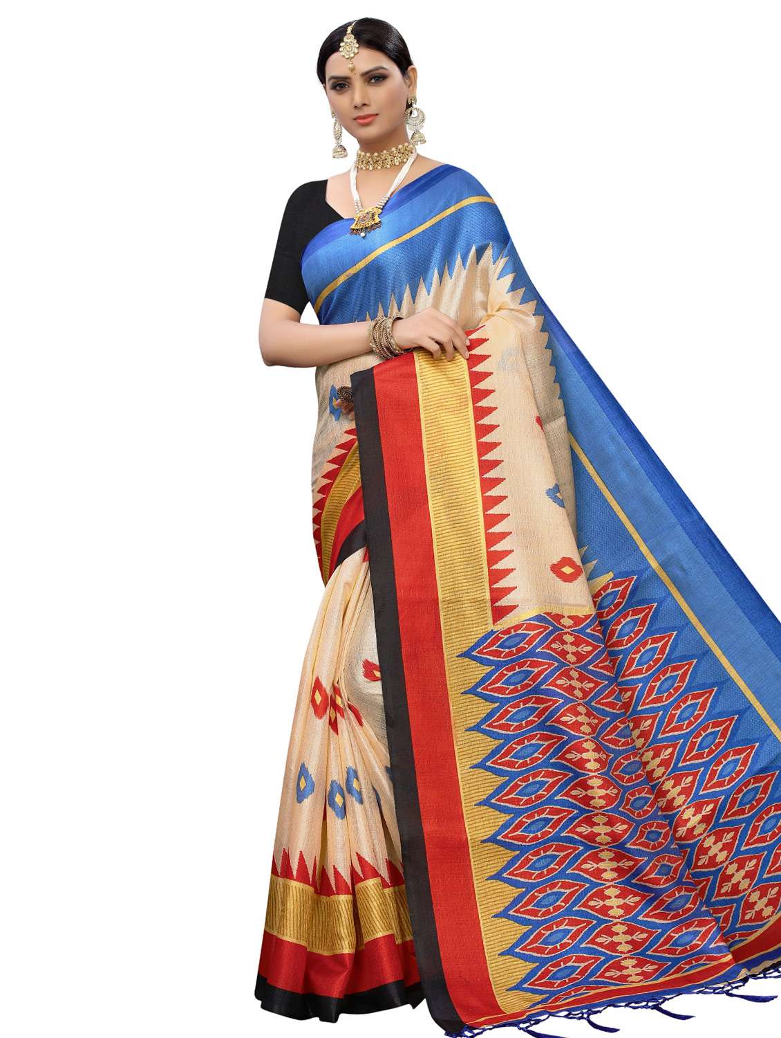 self design printed saree with blouse - 16989504 - Zoom Image - 0