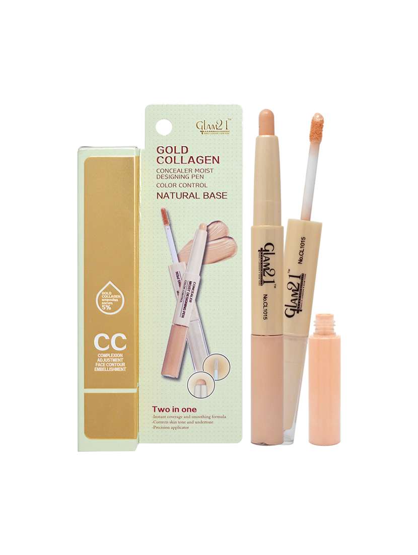 glam21 2in1 gold collagen concealer cl1015, nude, 4.8g