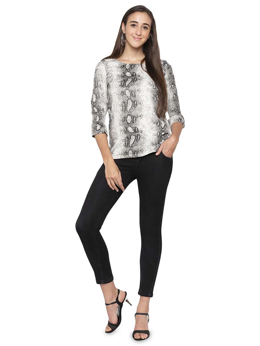 women's straight round neck top - 16989828 -  Standard Image - 3