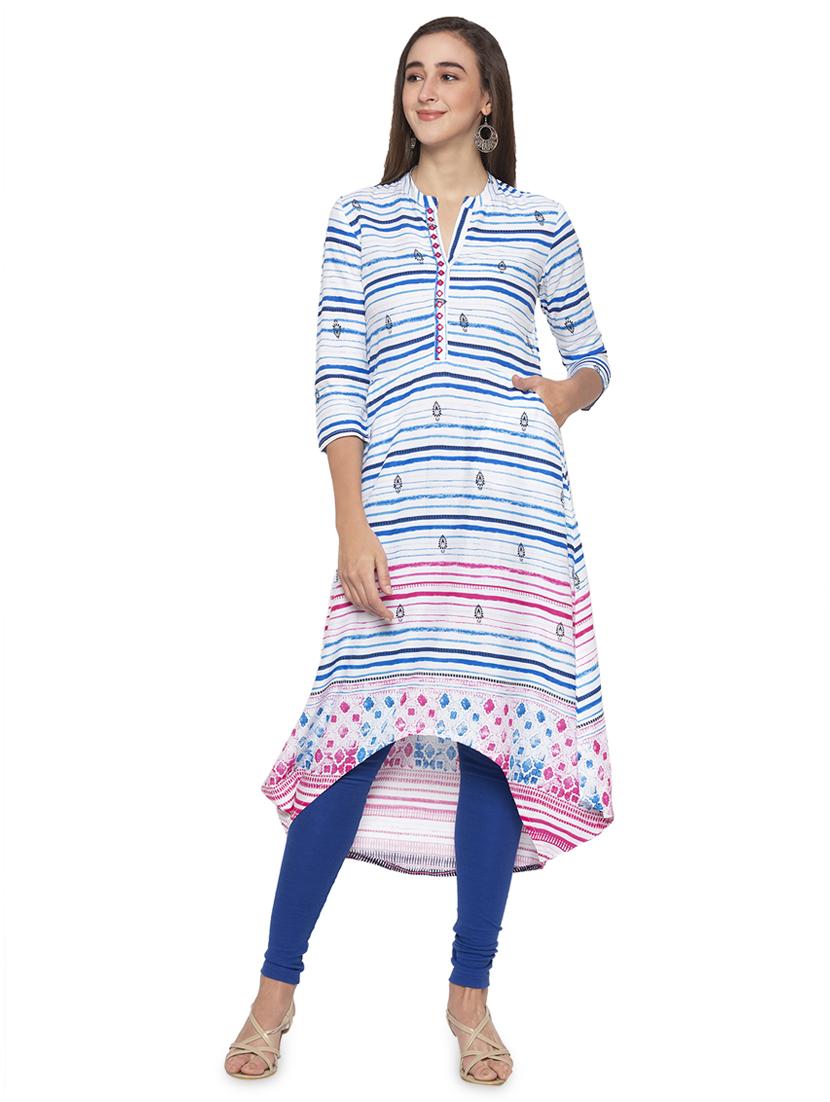 striped high-low kurta - 16989989 - Zoom Image - 0