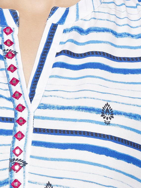 striped high-low kurta - 16989989 - Standard Image - 3