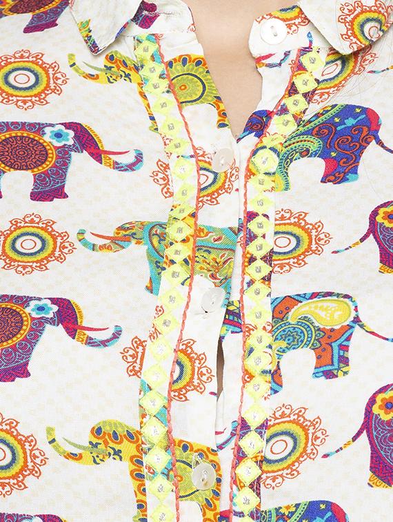 conversational high-low kurta - 16989992 - Standard Image - 3
