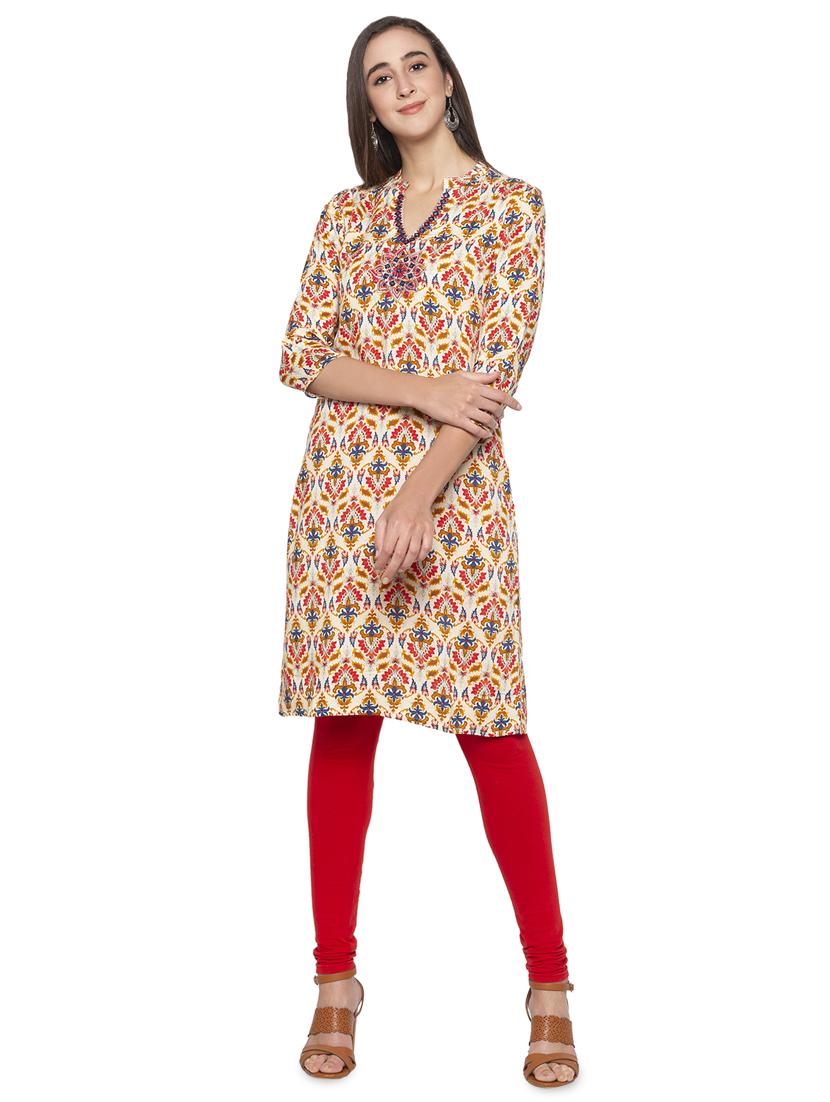 floral print straight kurta - 16990006 - Zoom Image - 0