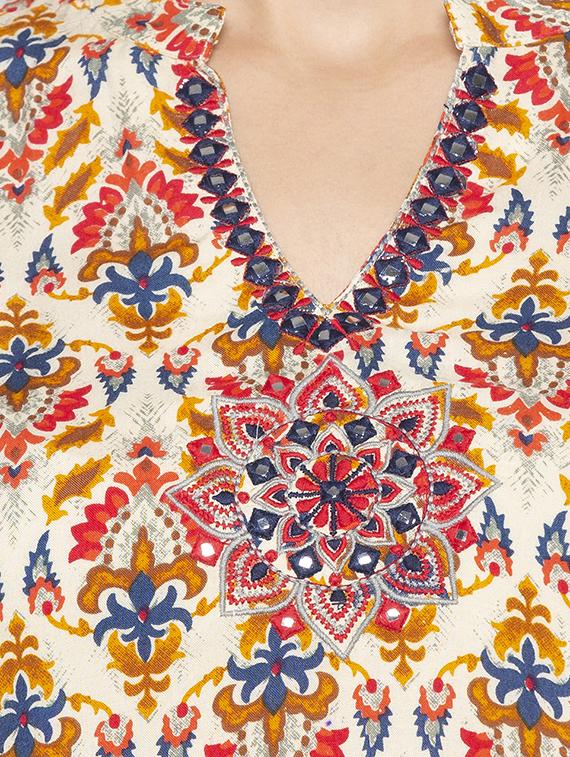 floral print straight kurta - 16990006 - Standard Image - 3
