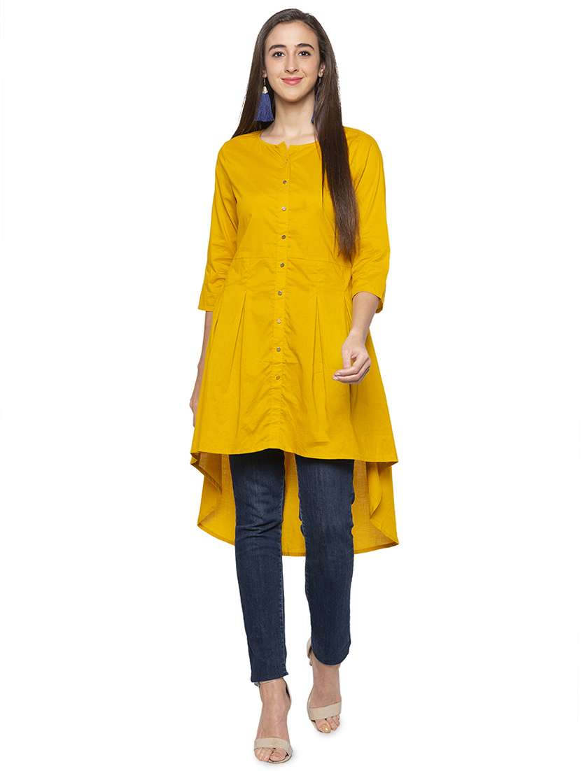 button up high-low tunic