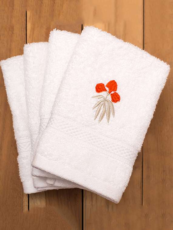 brindavan embroidered white face towels