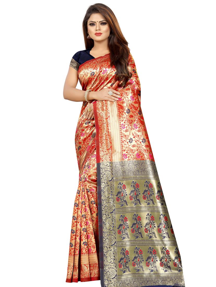 floral banarasi saree with blouse - 16991781 - Zoom Image - 0