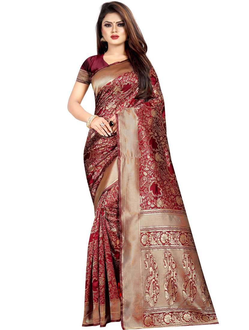 floral banarasi saree with blouse - 16991787 -  Zoom Image - 0