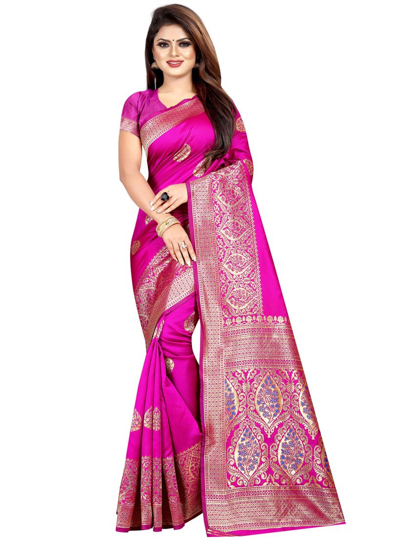 self design banarasi saree with blouse - 16991793 - Zoom Image - 0