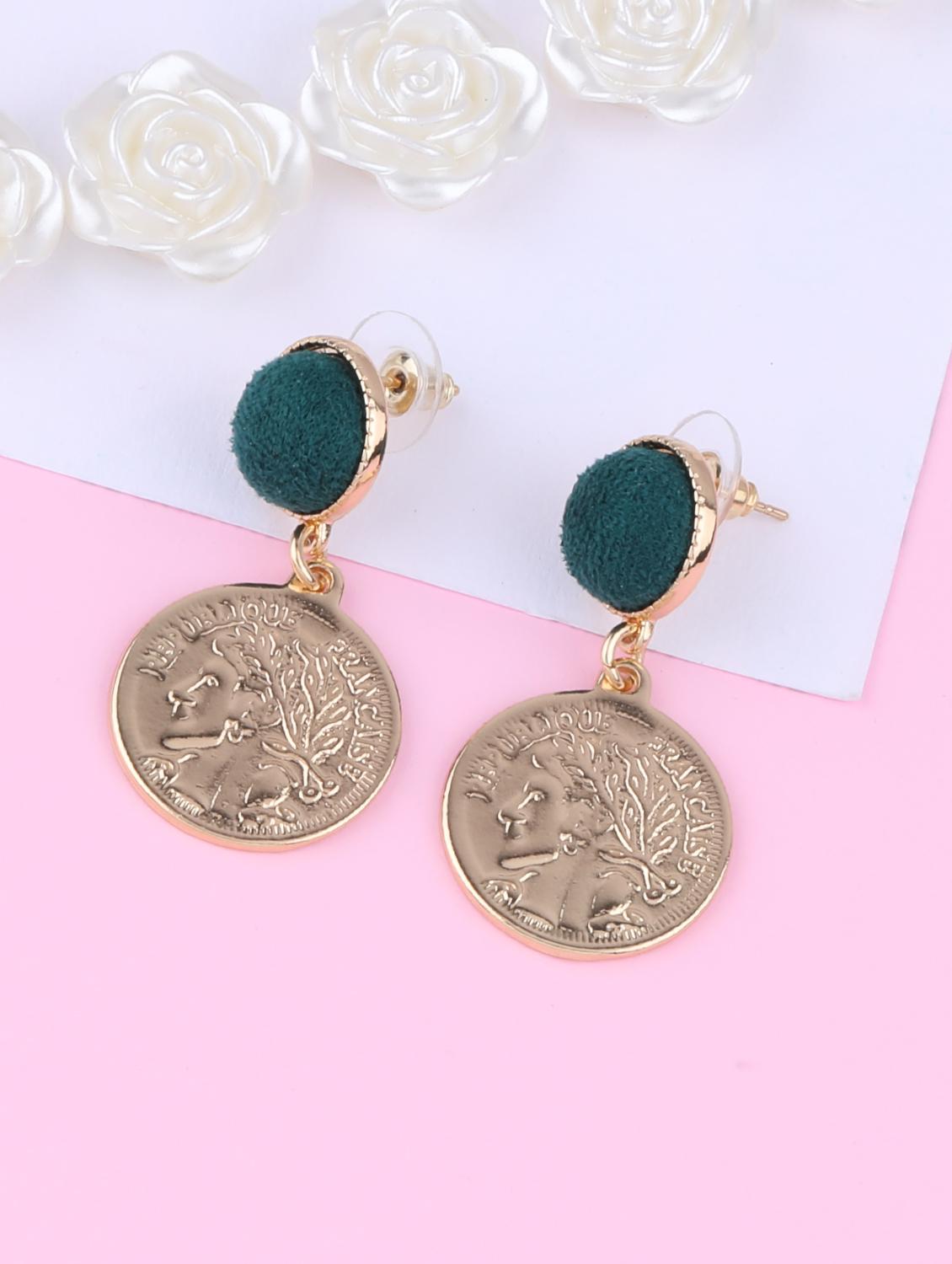 gold metal drop earring - 16991838 -  Zoom Image - 0