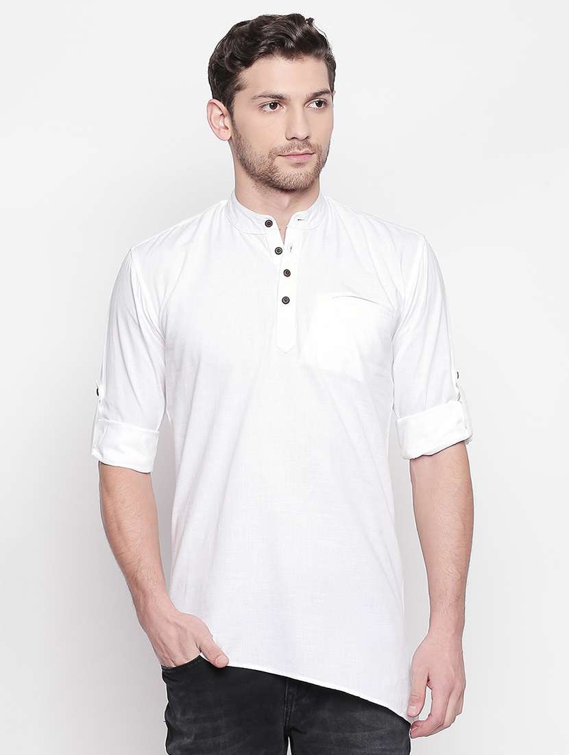 white solid asymmetric kurta